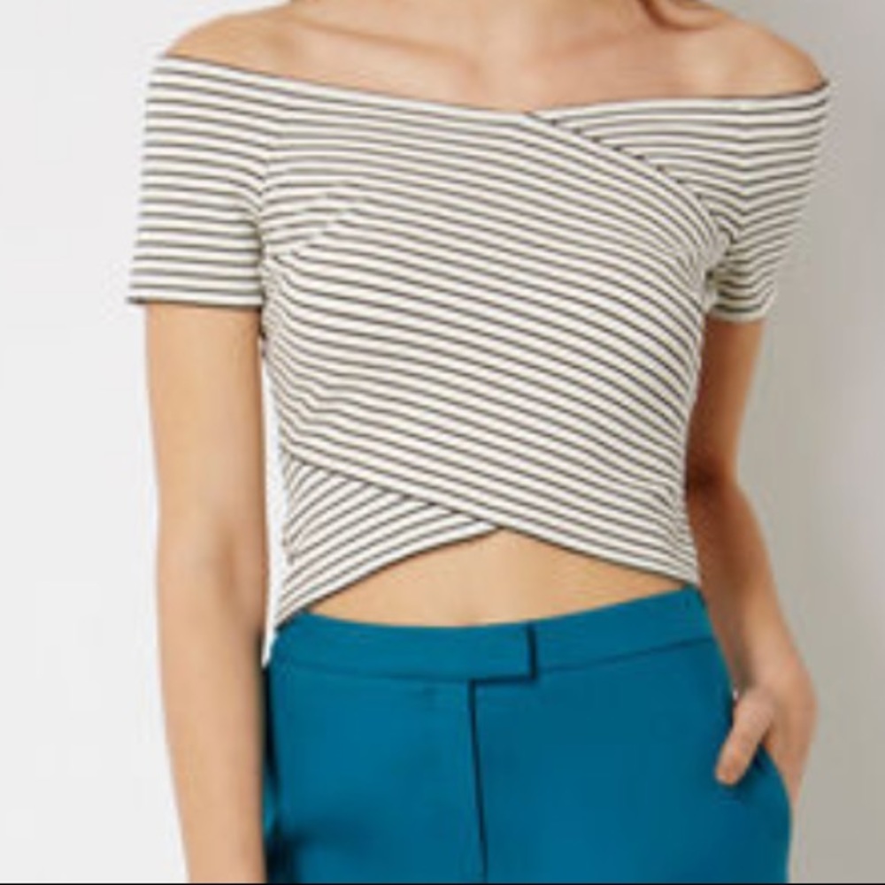 Karen Millen Striped Off-The-Shoulder Top